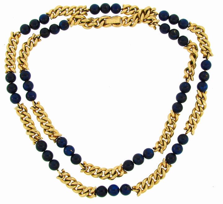 Vintage Van Cleef & Arpels Bead Necklace Yellow Gold Lapis Lazuli