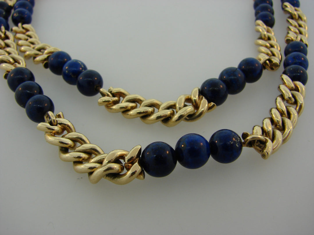 Vintage Van Cleef & Arpels Bead Necklace Yellow Gold Lapis Lazuli