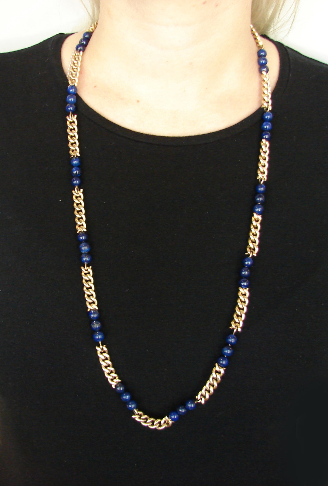 Vintage Van Cleef & Arpels Bead Necklace Yellow Gold Lapis Lazuli