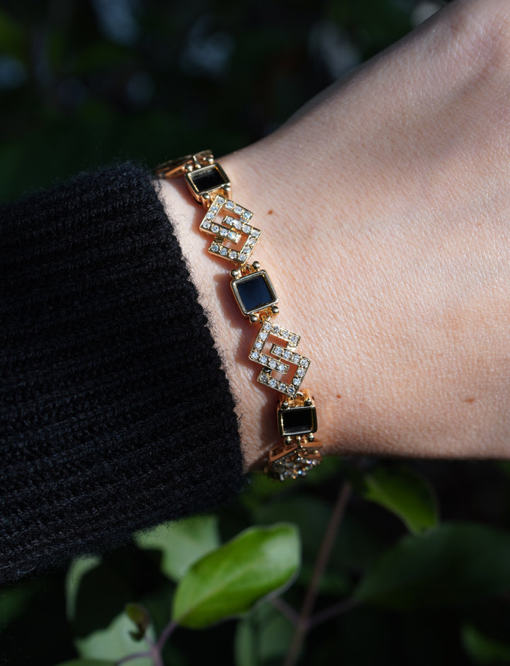 Vintage Van Cleef & Arpels 18k Gold Diamond Onyx Bracelet