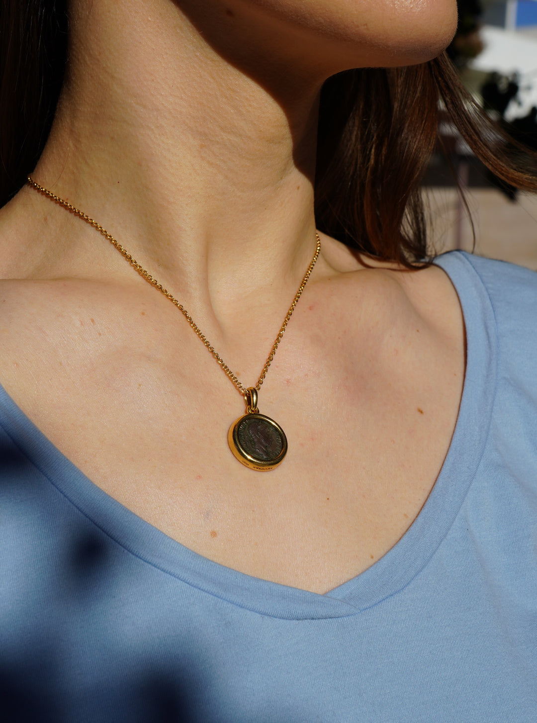 Vintage Bvlgari 18k Gold Ancient Coin Monete Bulgari Pendant