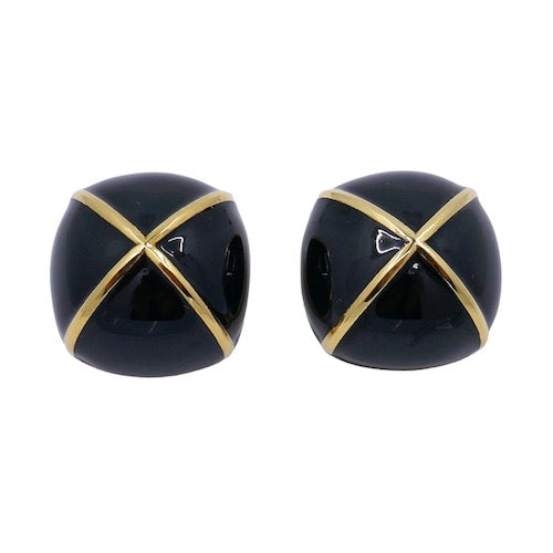 David Webb Clip-on Earrings 18k Gold Enamel