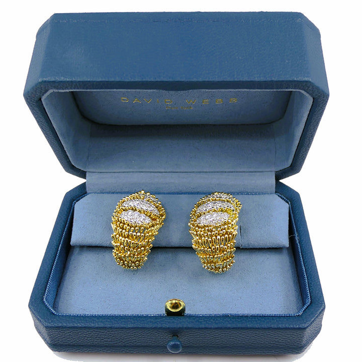 David Webb Diamond Earrings 18k Gold Authenticity Certificate