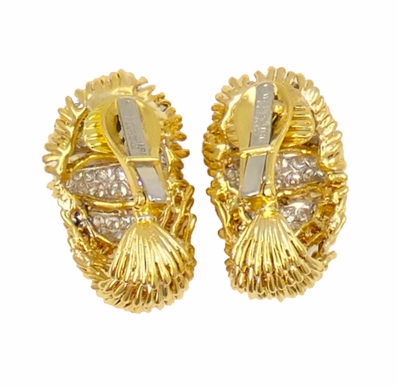 David Webb Diamond Earrings 18k Gold Authenticity Certificate