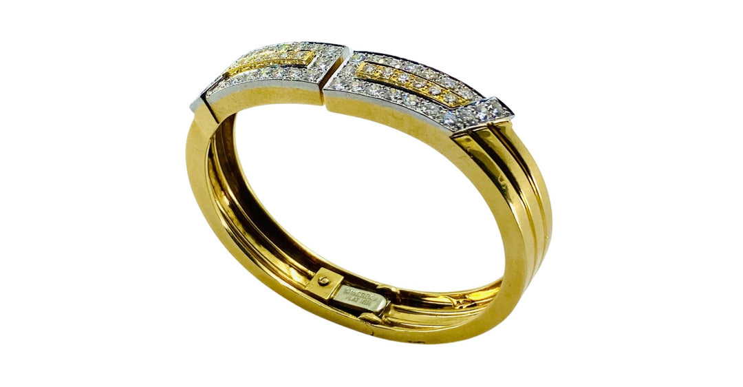 David Webb Gold Bracelet Platinum Diamond Bangle