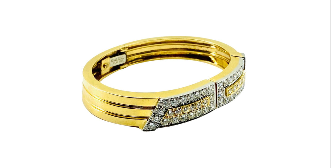 David Webb Gold Bracelet Platinum Diamond Bangle