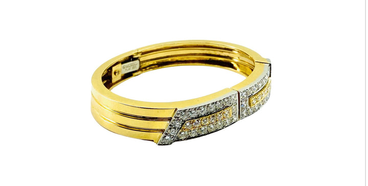 David Webb Gold Bracelet Platinum Diamond Bangle