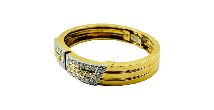 David Webb Gold Bracelet Platinum Diamond Bangle