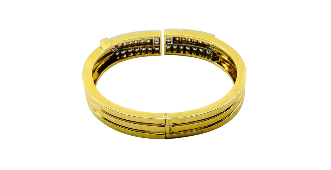 David Webb Gold Bracelet Platinum Diamond Bangle