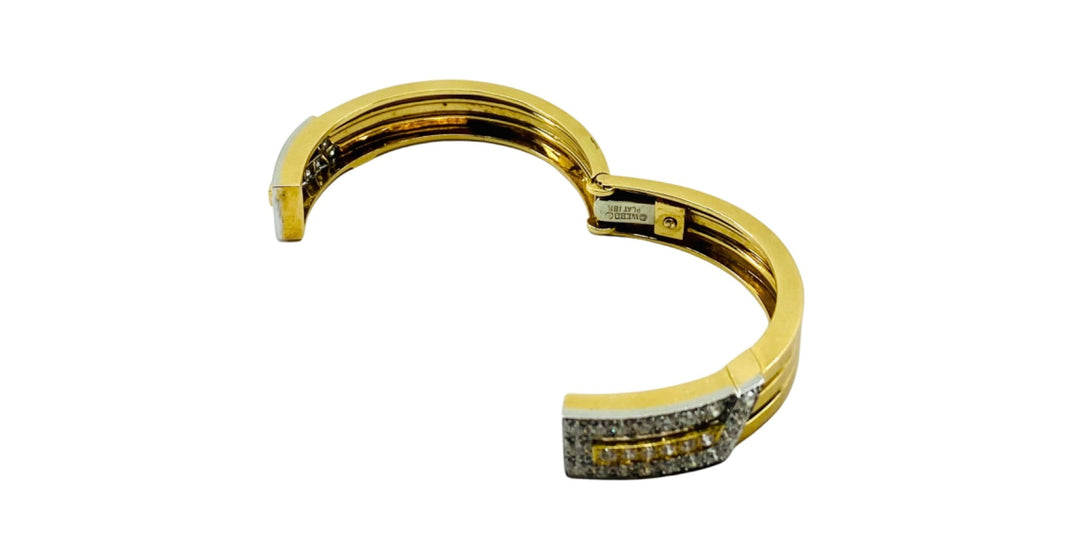 David Webb Gold Bracelet Platinum Diamond Bangle