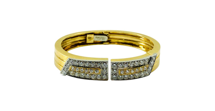 David Webb Gold Bracelet Platinum Diamond Bangle