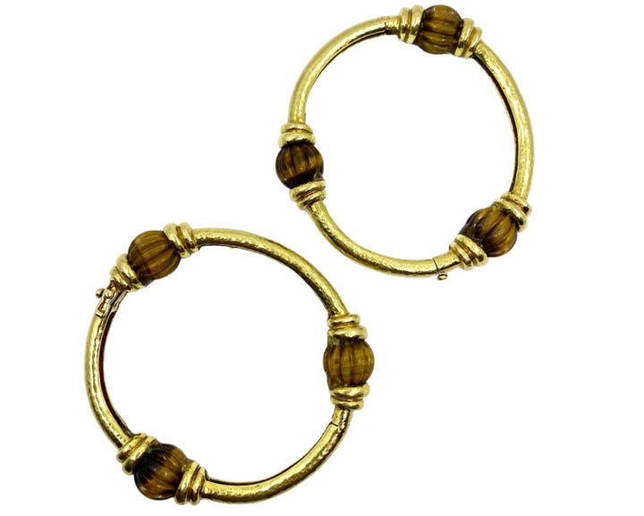 David Webb Pair of Bracelets Gold Tiger's Eye