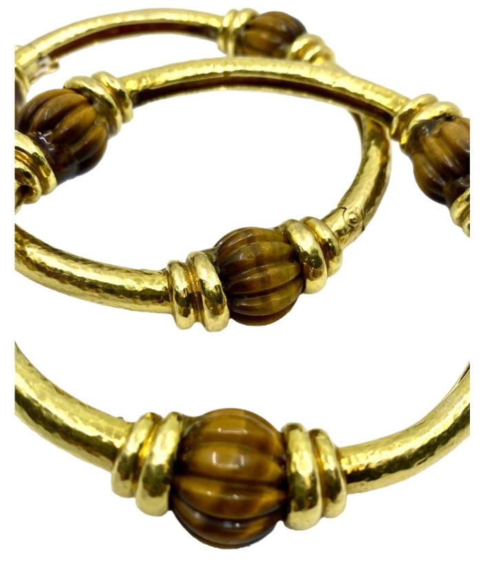 David Webb Pair of Bracelets Gold Tiger's Eye