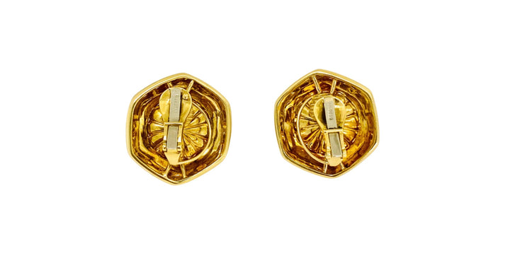 David Webb Pearl Earrings Gold Black Enamel