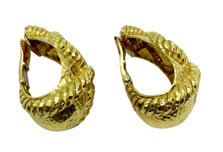 David Webb Rope Design 18k Gold Earrings