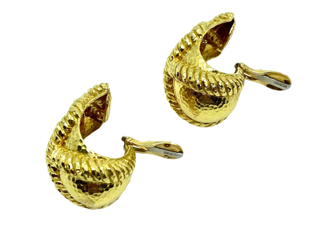 David Webb Rope Design 18k Gold Earrings