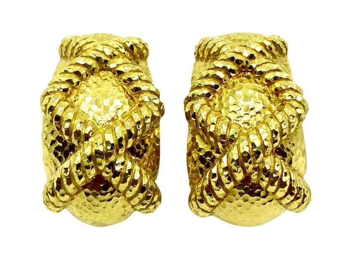 David Webb Rope Design 18k Gold Earrings