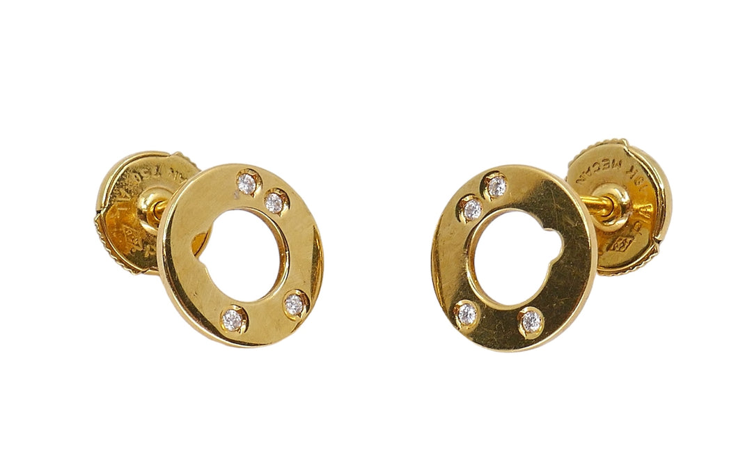 Dinh Van Cible 18k Gold Diamond Stud Earrings