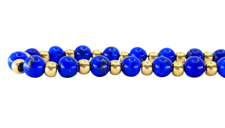 Vintage Jean Dinh Van Lapis Lazuli Bead Gold Menottes Necklace