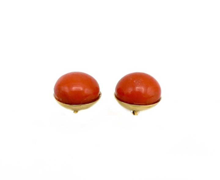 Victorian Yellow Gold Coral and Diamond Earrings