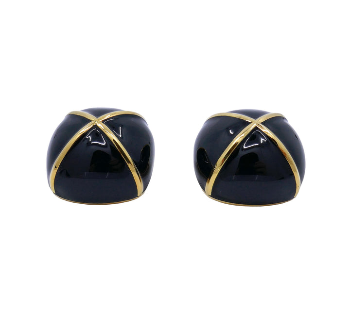 David Webb Clip-on Earrings 18k Gold Enamel