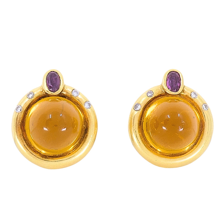 Renato Cipullo 18k Yellow Gold Citrine Diamond Accents Clip-On Earrings