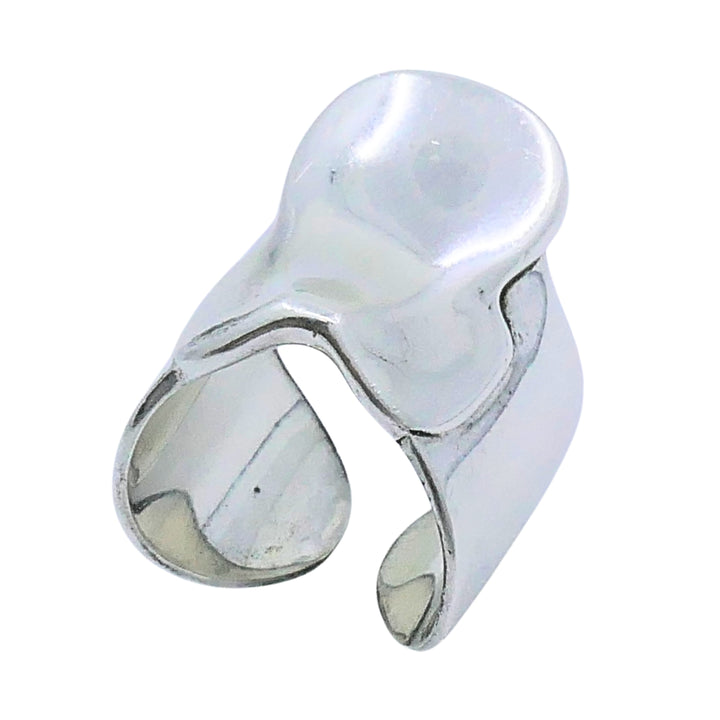 Hermès Galop Sterling Silver Wide Band Ring, Size 5.75