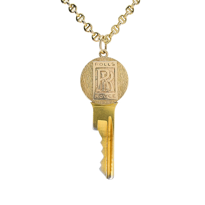 Vintage Cartier 14k Gold Rolls-Royce Key Pendant Necklace
