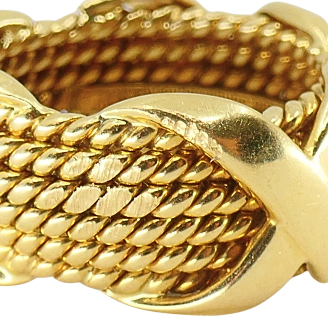 Tiffany & Co. Schlumberger 18k Gold Six-Row Rope "X" Band Ring