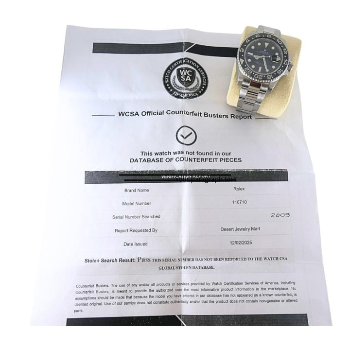 Rolex Stainless Steel GMT‑Master II 40mm Men’s Automatic Wristwatch