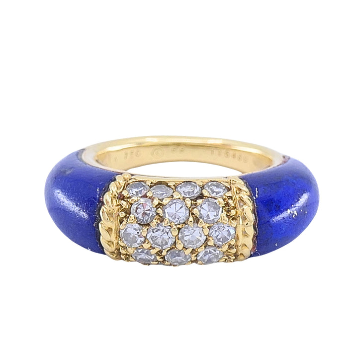 Van Cleef & Arpels Philippine 18k Gold Lapis Lazuli Diamond Ring, 1968