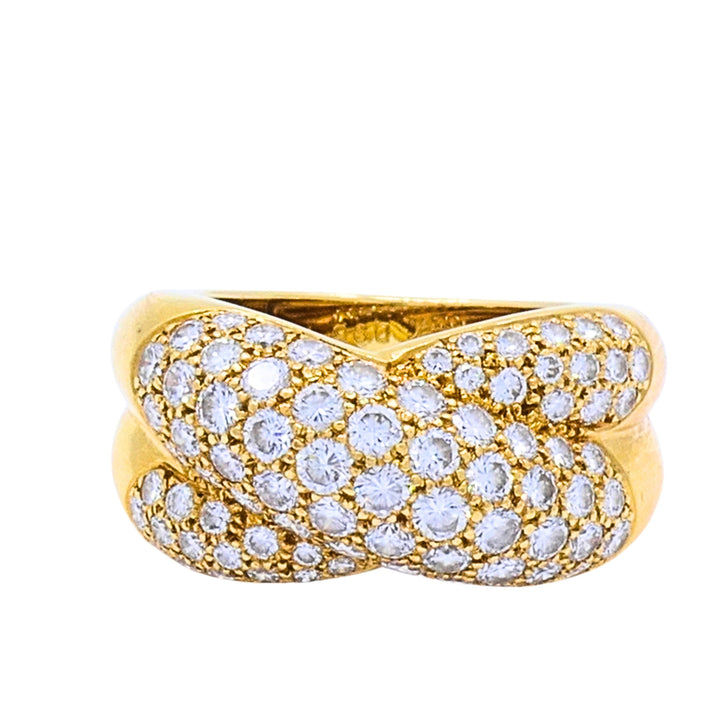 Cartier Colisée 18k Gold Pavé Diamond Crossover Ring, 1995
