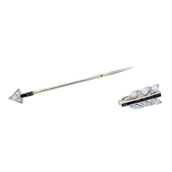 Art Deco 18k Gold Diamond Arrow Jabot Pin
