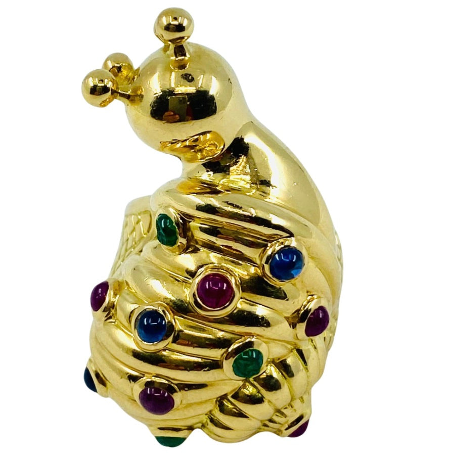 Eva Legoura Snail Ring 18k Gold Gemstones