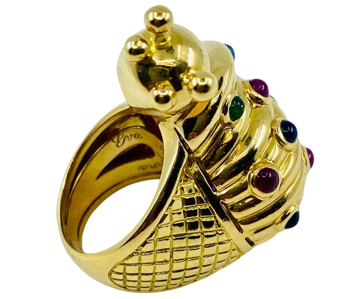 Eva Legoura Snail Ring 18k Gold Gemstones