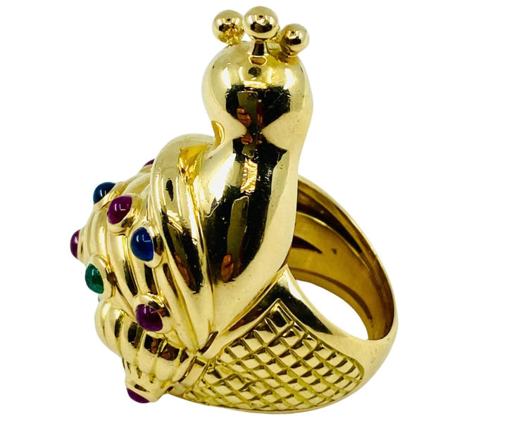 Eva Legoura Snail Ring 18k Gold Gemstones