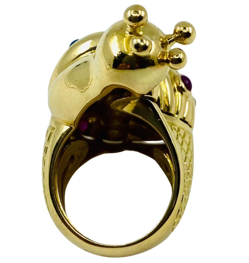 Eva Legoura Snail Ring 18k Gold Gemstones