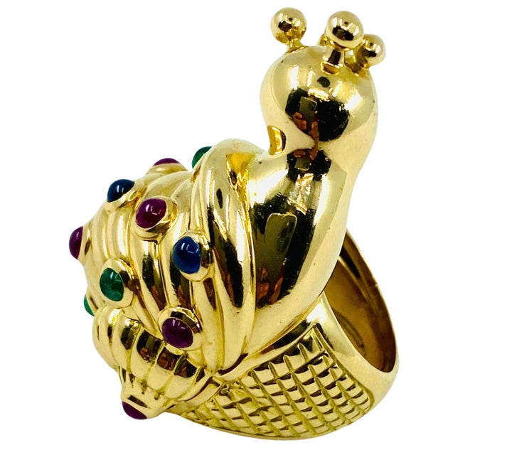 Eva Legoura Snail Ring 18k Gold Gemstones