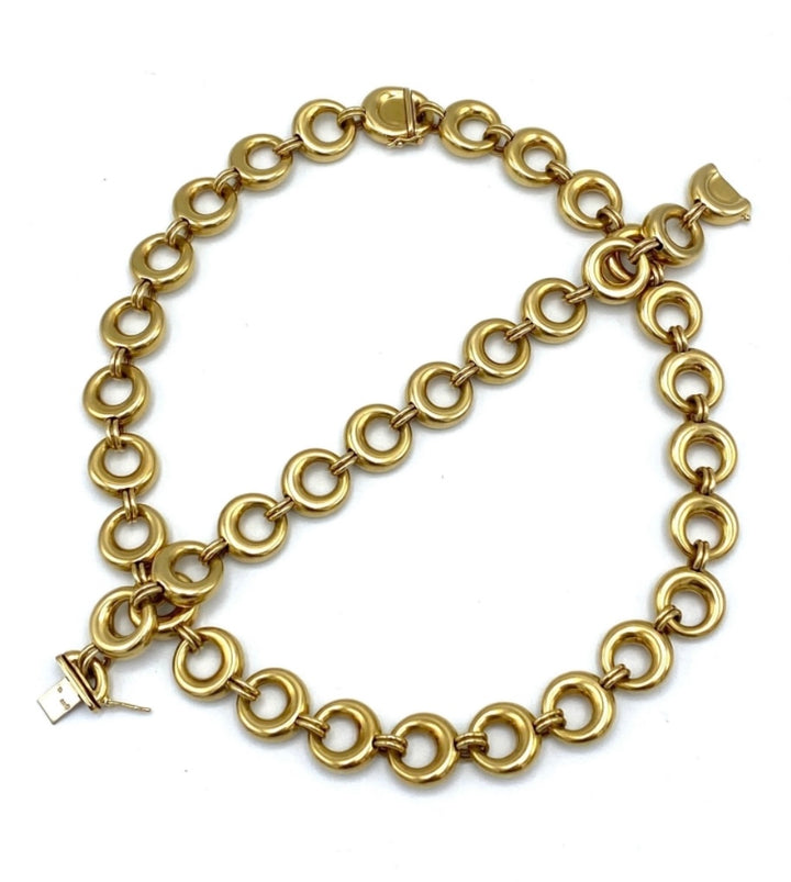 Vintage Chaumet Paris Yellow Gold Link Bracelet and Necklace Set