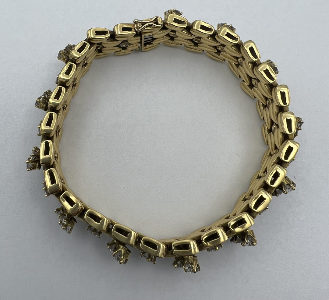 Vintage Gold Diamond Enamel Bracelet