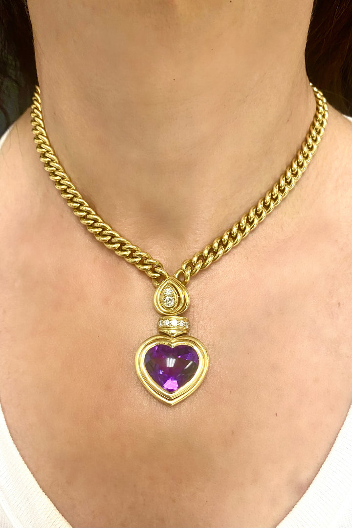 Andre Vassort Heart Amethyst Necklace