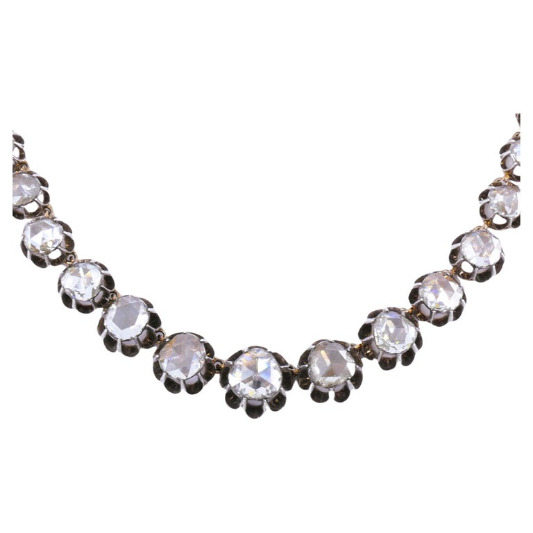 Georgian Riviera Necklace Rose Cut Diamond Silver Gold