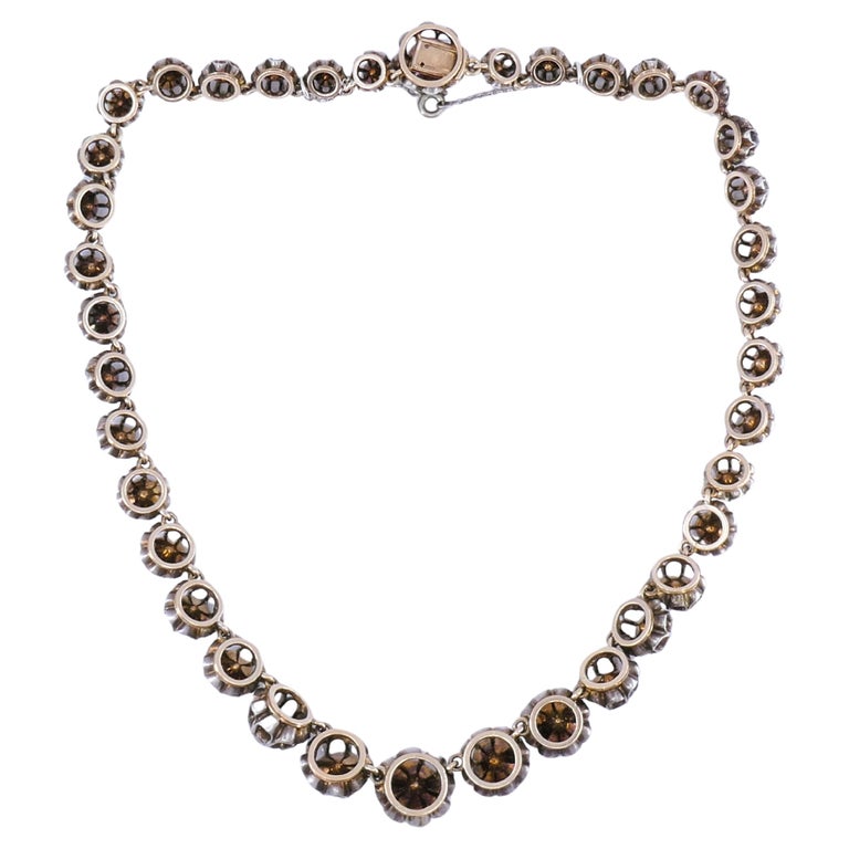 Georgian Riviera Necklace Rose Cut Diamond Silver Gold