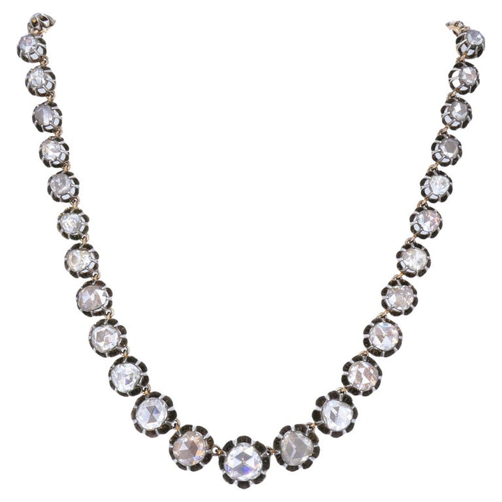 Georgian Riviera Necklace Rose Cut Diamond Silver Gold