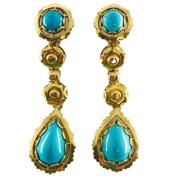 Gold  Turquoise  Dangle  Earrings