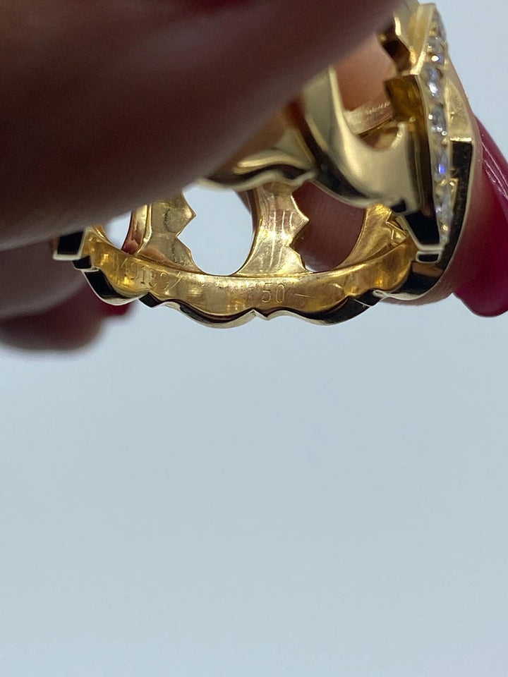 Vintage Cartier Yellow Gold and Diamond Logo Band Ring