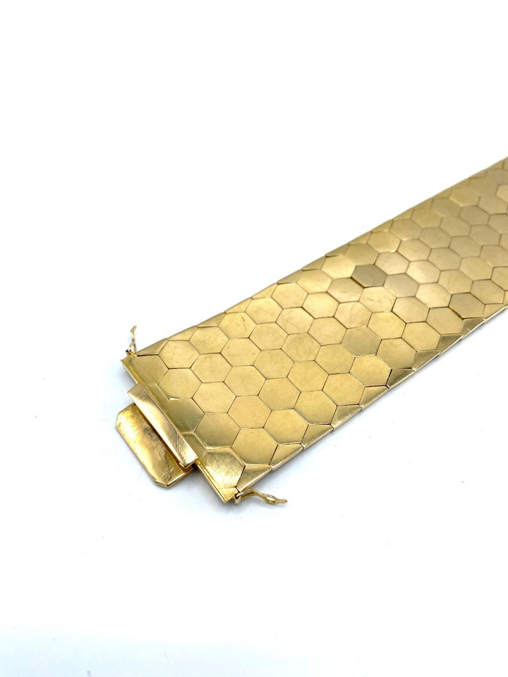 1950's FOB MOB DEP Yellow Gold Honey Comb Bracelet