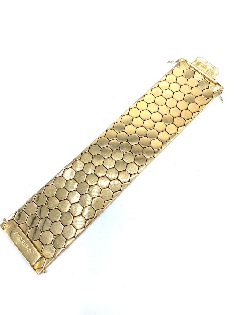 1950's FOB MOB DEP Yellow Gold Honey Comb Bracelet