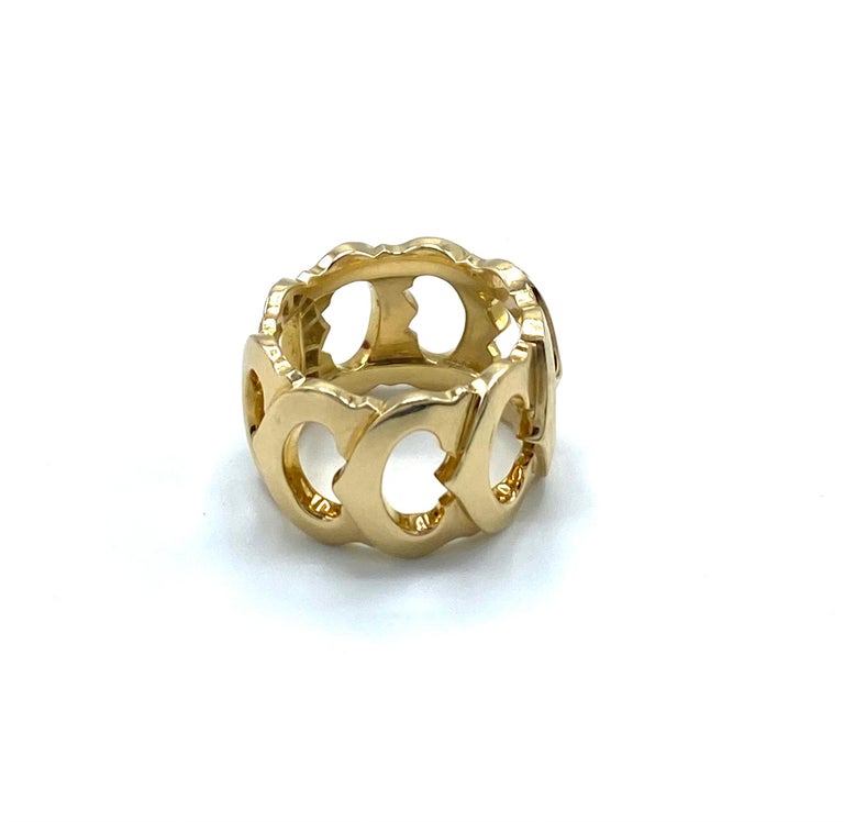 Vintage Cartier Yellow Gold and Diamond Logo Band Ring