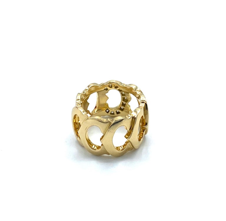 Vintage Cartier Yellow Gold and Diamond Logo Band Ring